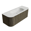 Mondiaz KURVE-DLUX Ensemble de meuble salle de bain - 120x46x40cm - 1 tiroir - 2 portes - lavabo en solid surface - milieu - sans trou de robinet - Shadow SW1416091