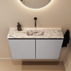MONDIAZ TURE-DLUX Meuble WC 80 cm Plata. Lavabo EDEN Glace position centrale. Sans trou de robinet. SW1103418