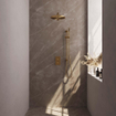 Brauer Gold Edition Ensemble de douche pluie encastré - douche de tête 30cm - bouton lisse - douchette barre 1 jet - barre de douche - PVD - or brossé SW547693