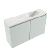 MONDIAZ TURE-DLUX meuble WC 80 cm Greey. Lavabo EDEN Ostra position droite. Avec 1 trou de robinet. SW1104837