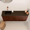 Mondiaz JOYA 101.6cm meuble de salle de bains - arrondi droit couleur Ruby - Vasque FAYE position Gauche Sans trou de robinet couleur Urban. SW1421834