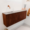 Mondiaz JOYA-DLUX Meuble de salle de bains 111.6cm - arrondi droit couleur Ruby - Vasque FAYE position Gauche Sans trou de robinet couleur Glace. SW1423571