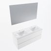 Mondiaz VICA ensemble de meuble de salle de bain - 120cm - meuble sous-vasque talc - 2 tiroirs - lavabo denia double - 2 trous de robinet - couleur Blanc Brillant - miroir LED - version XL 60cm de haut SW1091927