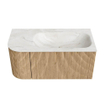 MONDIAZ KURVE-DLUX 95cm Meuble salle de bain avec module 25 G - couleur Oak - 1 tiroir - 1 porte - vasque BIG SMALL droite - 1 trou de robinet - couleur Ostra SW1137700