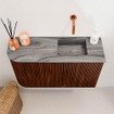 Mondiaz JOYA-DLUX 71.6cm toiletmeubel - ronding links kleur Ruby - Wastafel FAYE positie Rechts Zonder kraangat kleur Sombra. SW1426267