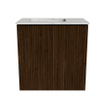 Mondiaz JOYA-DLUX 40cm toiletmeubel - kleur Walnut - Wastafel FAYE positie Links 1 kraangat kleur Opalo. SW1422514