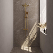 Brauer Gold Edition Regendoucheset opbouw - hoofddouche 30cm - glijstang - handdouche rond 3 standen - gladde knoppen - PVD - geborsteld goud SW1164627