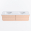 MONDIAZ Vica Ensemble meuble de salle de bains - 180cm - meuble bas rosee - 4 tiroirs - lavabo cloud double - 2 trous de robinet - version haute 60cm - talc SW1083353
