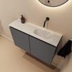 MONDIAZ TURE-DLUX Meuble toilette - 80cm - Dark Grey - EDEN - vasque Opalo - position droite - sans trou de robinet SW1104279