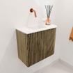 Mondiaz JOYA 51.6cm toiletmeubel - ronding rechts kleur Dusk - Wastafel FAYE positie Links Zonder kraangat kleur Talc. SW1421594