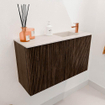 Mondiaz JOYA-DLUX 70cm toiletmeubel - kleur Walnut - Wastafel FAYE positie Rechts 1 kraangat kleur Meli. SW1424404