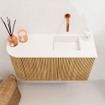 Mondiaz JOYA 71.6cm toiletmeubel - ronding links kleur Oak - Wastafel FAYE positie Rechts Zonder kraangat kleur Talc. SW1421169