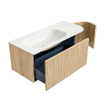 MONDIAZ KURVE-DLUX 105cm Meuble salle de bain avec module 25 D - couleur Oak - 1 tiroir - 1 porte - vasque BIG SMALL gauche - 1 trou de robinet - couleur Ostra SW1137733