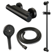 Brauer Black Edition Douchekraan opbouw - glijstang - 1 functie - 2 gladde knoppen - handdouche rond 3 standen - mat zwart SW1164709