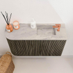 Mondiaz JOYA-DLUX Meuble de salle de bains 71,6cm - arrondi gauche couleur Shadow - Vasque FAYE position Droite 1 trou de robinet couleur Glace SW1422792