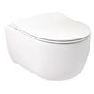 Plieger kansas WC suspendu avec cuvette compacte sans rebord 36x49cm comprenant un siège de toilette mince à fermeture souple et un dispositif de levage blanc brillant. SW499848