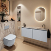 MONDIAZ TURE-DLUX Meuble de toilettes 120 cm Clay. Lavabo EDEN Glace position droite. Avec 1 trou de robinet. SW1103253