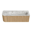 MONDIAZ KURVE-DLUX 135cm Meuble salle de bain avec module 25 G - couleur Oak - 1 tiroir - 1 porte - vasque BIG MEDIUM droite - 1 trou de robinet - couleur Glace SW1137976