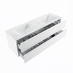 MONDIAZ VICA-DLUX Ensemble meuble de salle de bains - 150cm - meuble bas Talc - 2 tiroirs - lavabo encastré Cloud double - 2 trous de robinet - version haute 60cm - Opalo SW1088512