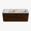 Mondiaz CIRO-DLUX Badkamermeubelset - 130x45x50cm - Solid surface wastafel Frappe - 2 wasbak Dubbel - zonder kraangaten - 4 lades - Walnut SW1530301