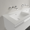 Villeroy & Boch Venticello Double lavabo à poser sur meuble - 1300 x 500 x 170 stone white mat (blanc) CeramicPlus - avec trop-plein SW209621