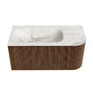 MONDIAZ KURVE-DLUX 95cm Meuble salle de bain avec module 25 D - couleur Walnut - 1 tiroir - 1 porte - vasque BIG SMALL gauche - 1 trou de robinet - couleur Frappe SW1137433