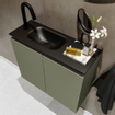 MONDIAZ TURE Kit lave-mains - 60x23x50cm - 1 trou de robinet - 2 portes - armée mate - Lavabo à gauche - Solid Surface Noir SW475364