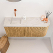 Mondiaz JOYA-DLUX 91.6cm toiletmeubel - ronding rechts kleur Oak - Wastafel FAYE positie Links Zonder kraangat kleur Ostra. SW1422268
