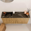 Mondiaz JOYA-DLUX 90cm toiletmeubel - kleur Oak - Wastafel FAYE positie Links 1 kraangat kleur Lava. SW1422147