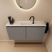 MONDIAZ TURE-DLUX Meuble toilette - 100cm - Smoke - EDEN - vasque Opalo - position centrale - 1 trou de robinet SW1104702