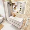 MONDIAZ VICA Ensemble meuble de salle de bains - 100cm - sous-meuble linen - 2 tiroirs - lavabo cloud à droite - 1 trou de robinet - version haute 60cm - talc SW1084098