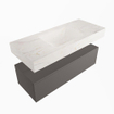Mondiaz ALAN-DLUX Ensemble de meuble - 110cm - meuble Dark grey mat - 1 tiroir - Lavabo Cloud Ostra suspendu - vasque Centre - 1 trou de robinet SW807134