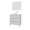 Adema Chaci PLUS Ensemble de meuble - 79.5x86x45.9cmcm - vasque à poser sur plan - robinet encastrable Inox - 3 tiroirs - miroir rectangulaire - Blanc mat SW1027188