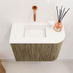 Mondiaz JOYA 51.6cm meuble de toilette - arrondi droit couleur Dusk - Vasque FAYE position Gauche Sans trou de robinet couleur Talc. SW1421594