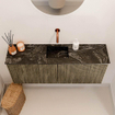 Mondiaz JOYA-DLUX 100cm meuble de salle de bains - couleur Dusk - Vasque FAYE position Milieu Sans trou de robinet couleur Lava. SW1423230