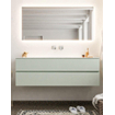 Mondiaz VICA ensemble de meuble de salle de bain - 150cm - meuble sous-vasque gris - 2 tiroirs - lavabo lune milieu - sans trou de robinet - miroir LED - version XL 60cm de haut SW1098128