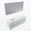 Mondiaz VICA ensemble de meuble de salle de bain - 140cm - meuble sous vasque greey - 4 tiroirs - lavabo moon gauche - 1 trou de robinet - couleur talc - miroir LED - version XL 60cm de haut SW1092134