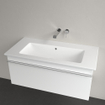 Villeroy & Boch Venticello Lavabo pour meuble avec lavabo au centre 100x50cm sans trou pour robinetterie avec trop plein ceramic+ blanc 1025125