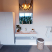 Mondiaz ALAN-DLUX Ensemble de meuble - 100cm - meuble Talc mat - 1 tiroir - Lavabo Cloud Opalo suspendu - vasque Centre - 1 trou de robinet SW806365