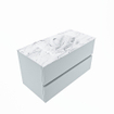 MONDIAZ VICA-DLUX Ensemble meuble de salle de bains - 90cm - meuble bas clay - 2 tiroirs - lavabo encastré cloud centré - 1 trou de robinet - version haute 60cm - glace SW1088172