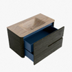 Mondiaz CIRO-DLUX Ensemble de meubles de salle de bains - 90x45x50cm - Lavabo Solid Surface Saba - 1 vasque au milieu - sans trous de robinet - 2 tiroirs - Shadow SW1532686