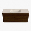 Mondiaz CIRO-DLUX Badkamermeubelset - 120x45x50cm - Solid surface wastafel Meli - 1 wasbak Midden - zonder kraangaten - 2 lades - Walnut SW1530485
