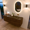 Mondiaz CIRO-DLUX Badkamermeubelset - 160x45x50cm - Solid surface wastafel Lava - 1 wasbak Rechts - zonder kraangaten - 4 lades - Dusk SW1532953