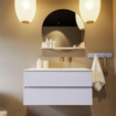 Mondiaz VICA-DLUX Ensemble de meuble de salle de bain - 100cm - meuble sous-vasque cale - 2 tiroirs - lavabo encastré cloud droite - sans trous de robinet - version haute de 60cm - ostra SW1090220