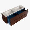 Mondiaz CIRO-DLUX Meuble de salle de bains - 150x45x50cm - Plan vasque solid surface Frappe - 2 lavabos doubles - 2 trous de robinetterie - 4 tiroirs - Ruby SW1531315