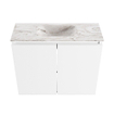 MONDIAZ TURE-DLUX Meuble toilette - 60cm - Talc - EDEN - vasque Glace - position centrale - 1 trou de robinet SW1103087