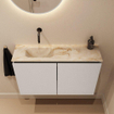 MONDIAZ TURE-DLUX Meuble toilette - 80cm - Linen - EDEN - vasque Frappe - position gauche - sans trou de robinet SW1102843