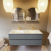 MONDIAZ VICA-DLUX Ensemble meuble de salle de bains - 130cm - meuble bas plata - 4 tiroirs - lavabo encastré cloud double - 2 trous de robinet - version haute 60cm - glace SW1088384