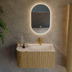 MONDIAZ KURVE-DLUX Meuble de salle de bains 85 cm arrondi à gauche couleur Dusk avec 1 tiroir et 1 porte. Lavabo CLOUD à droite 1 trou de robinet Meli. SW1431874