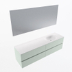 Mondiaz Vica ensemble de meuble de salle de bain - 170cm - meuble sous-vasque greey - 4 tiroirs - lavabo moon droite - 1 trou de robinet - couleur talc - miroir LED - version XL 60cm haut SW1092110